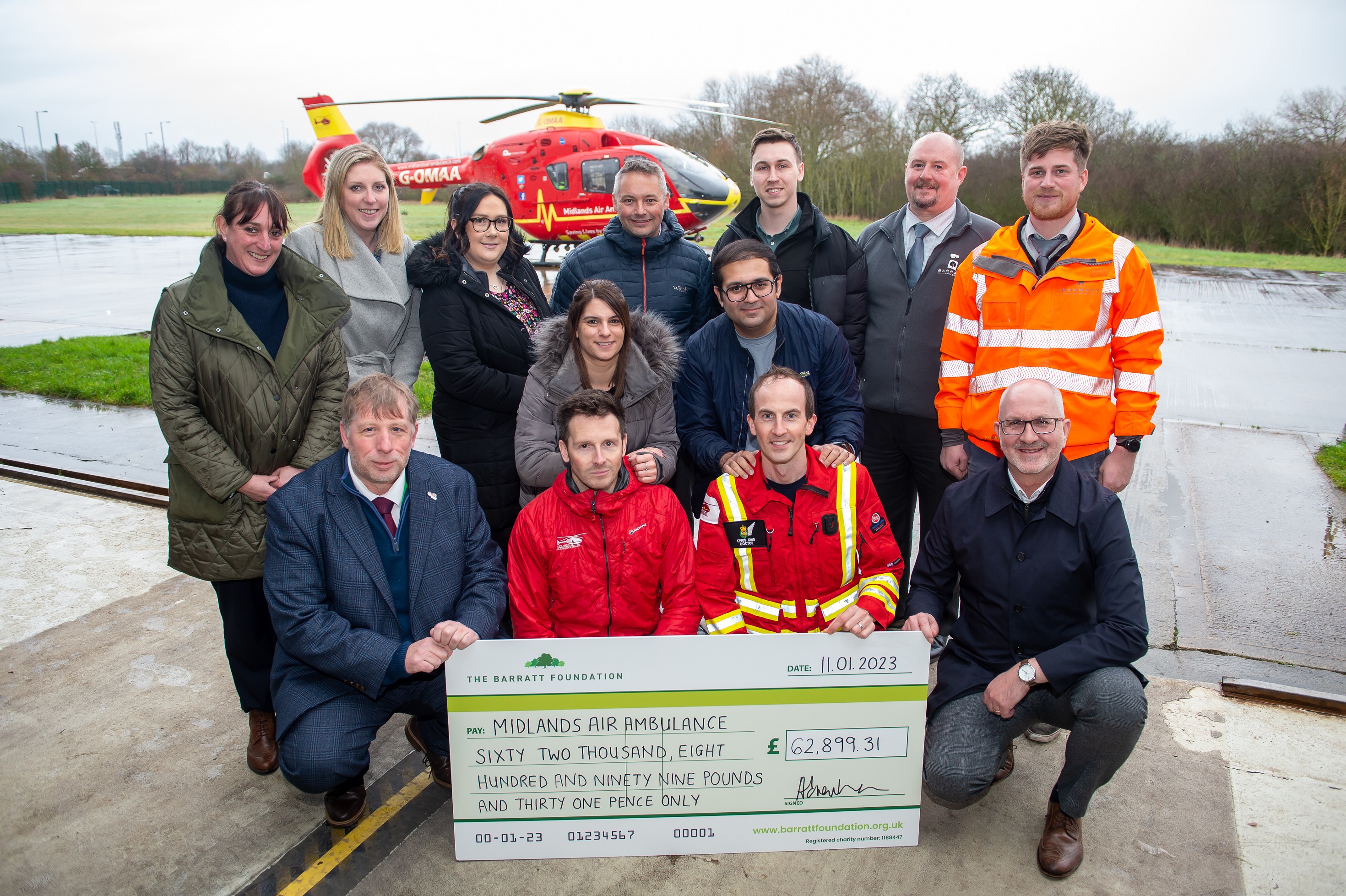 Halesowen Housebuilder Announces Total Raised for Midlands Air Ambulance Charity in 2022
