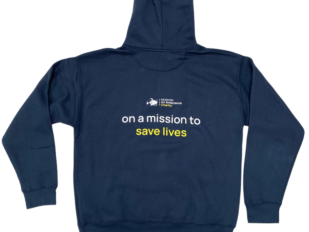 NEW Navy Blue Hoodie Midlands Air Ambulance Charity