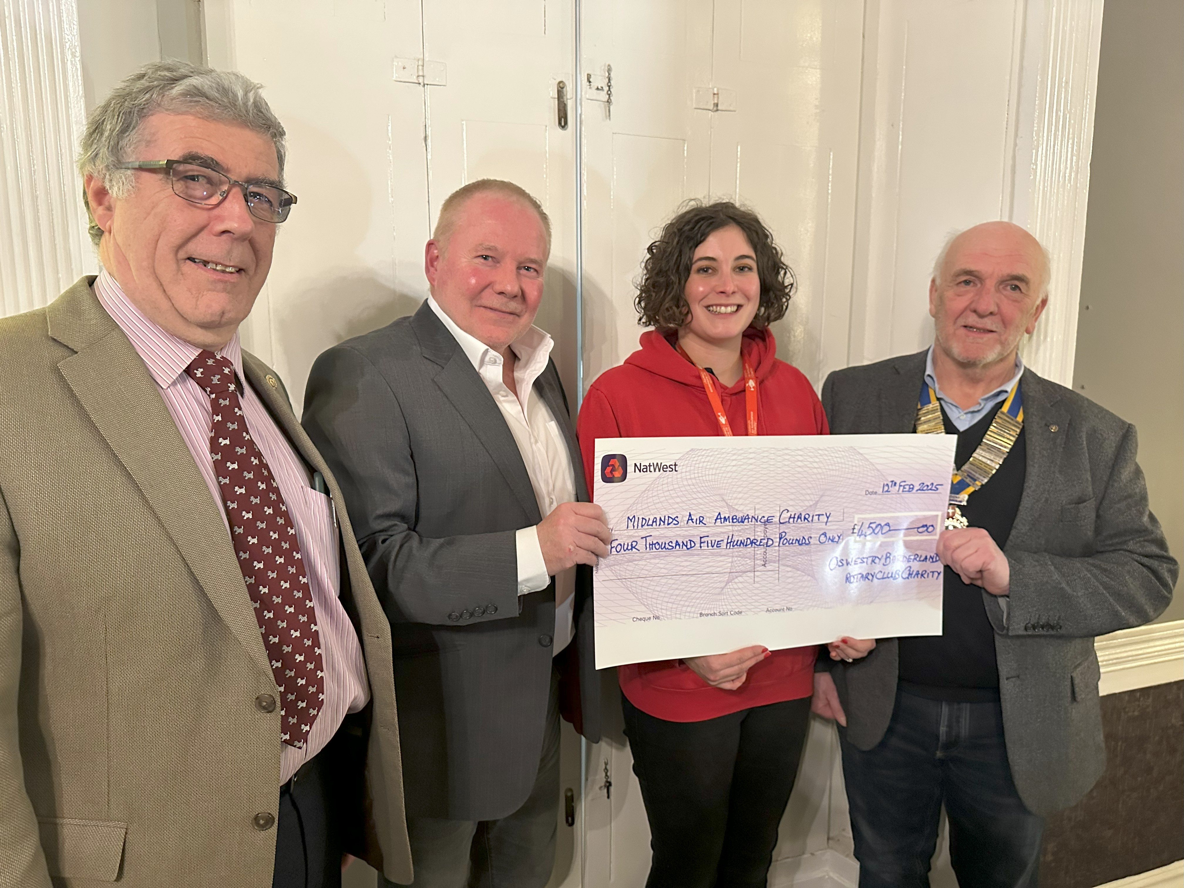 Borderland Rotary Host Midlands Air Ambulance Charity and Give Donation