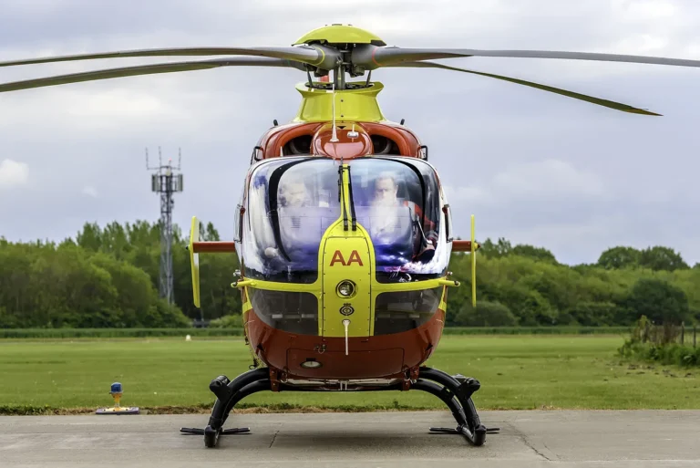 Maac Helicopter With A Man Inside Sitting On The Ground