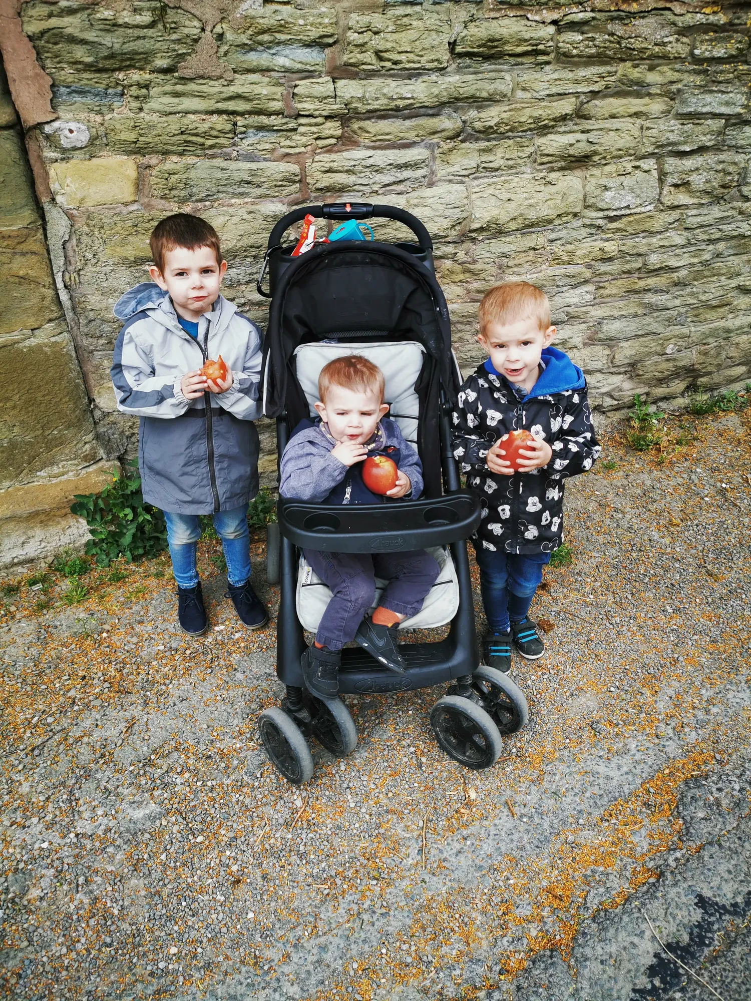 Maac There Are Two Young Boys Standing Next To A Stroller