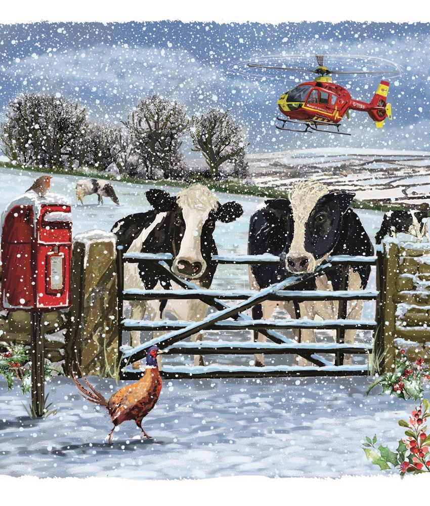 Winter Farm and Sheep in the Snow Christmas Cards