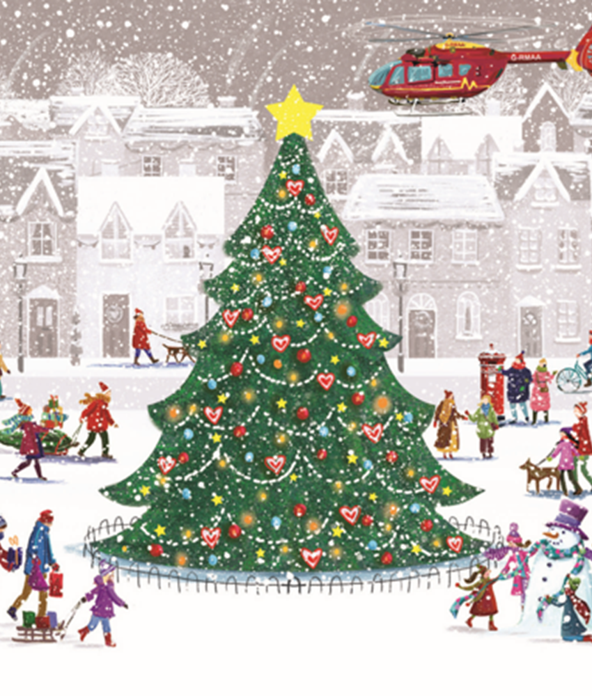 Snowman Directions and Town Square Tree Christmas Cards