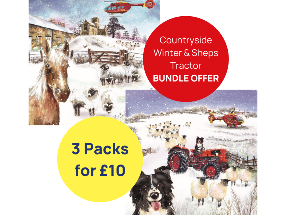 3 Pack Christmas Card Bundle - Countryside Winter & Sheps Tractor
