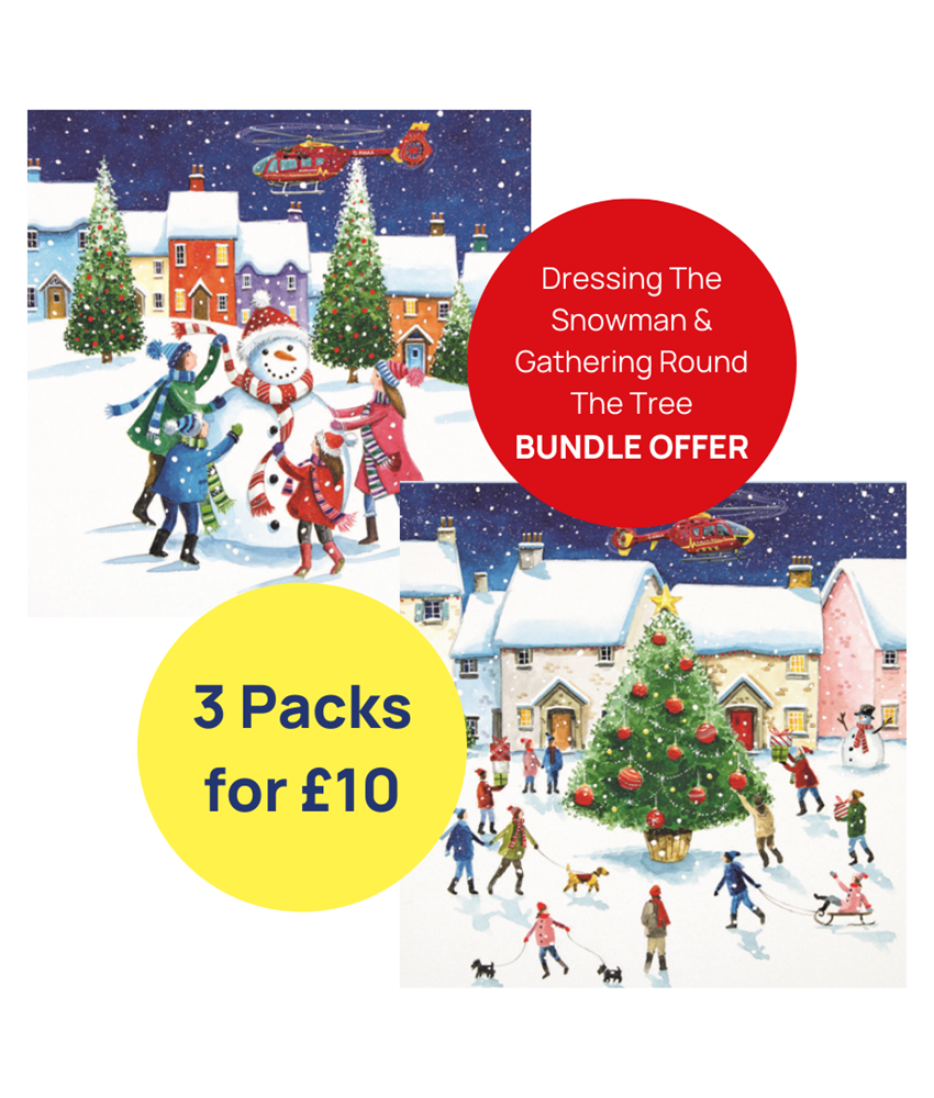 3 Pack Christmas Card Bundle - Dressing The Snowman & Gathering Round The Tree