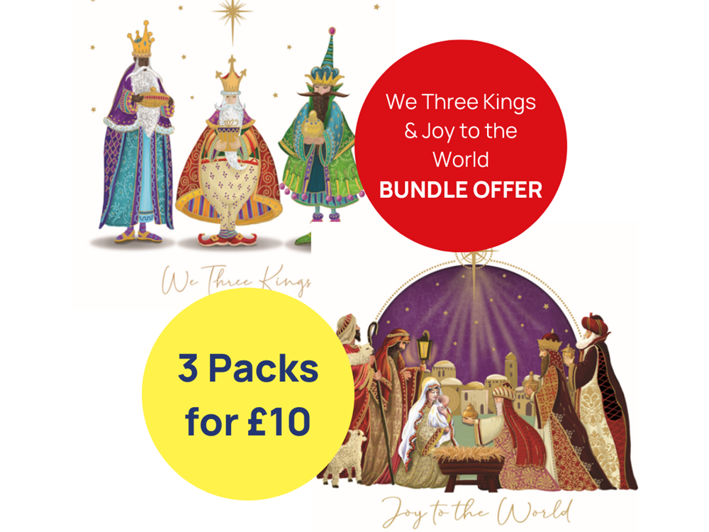3 Pack Christmas Card Bundle - We Three Kings & Joy To The World
