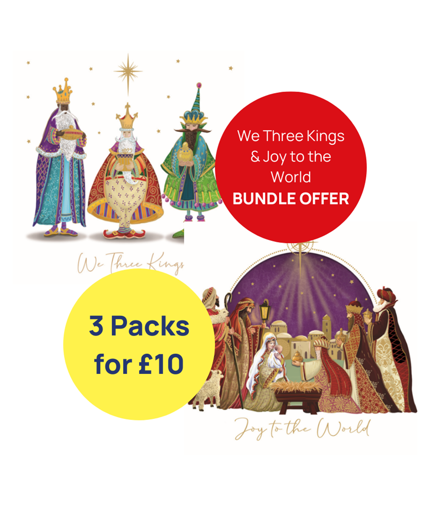 3 Pack Christmas Card Bundle - We Three Kings & Joy To The World