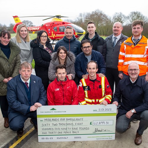 Halesowen Housebuilder Announces Total Raised for Midlands Air Ambulance Charity in 2022